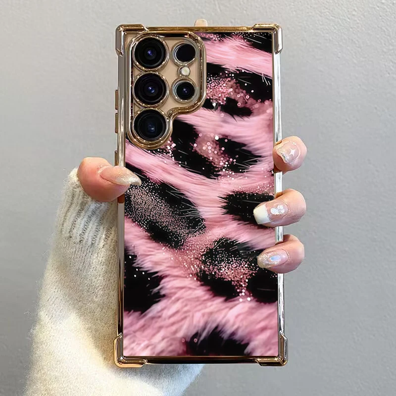 Pink Leopard Print Transparent Phone Case Cover