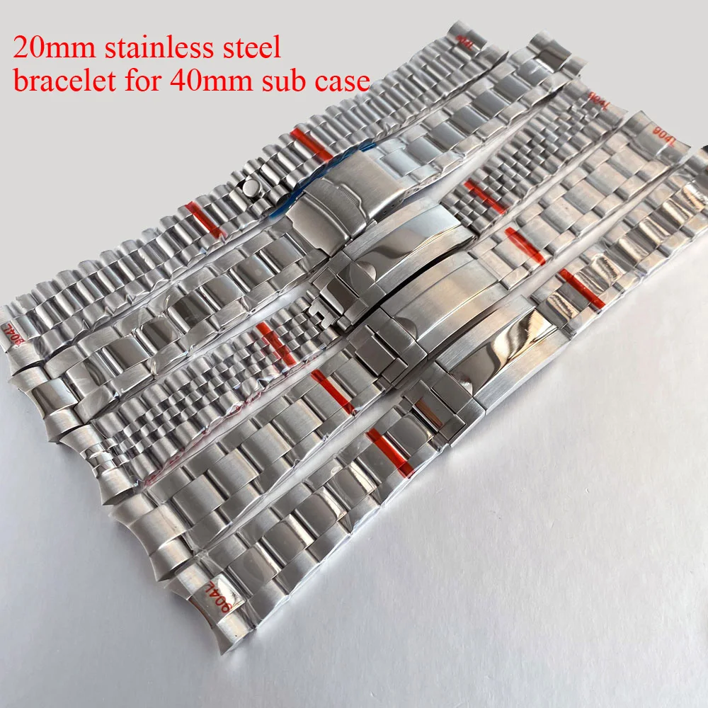 Silver Stainless Steel Jubilee Watch Strap Bracelet, 20mm Width, with Glide Lock Clasp