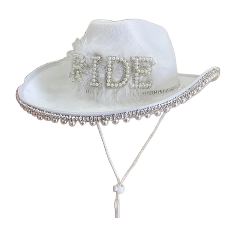 

Shinning BRIDE Letter Cowgirl Hat Wedding Cowboy Hat Summer Seaside Hat Cowgirl Hat Western Fancy Dress Accessory Dropship