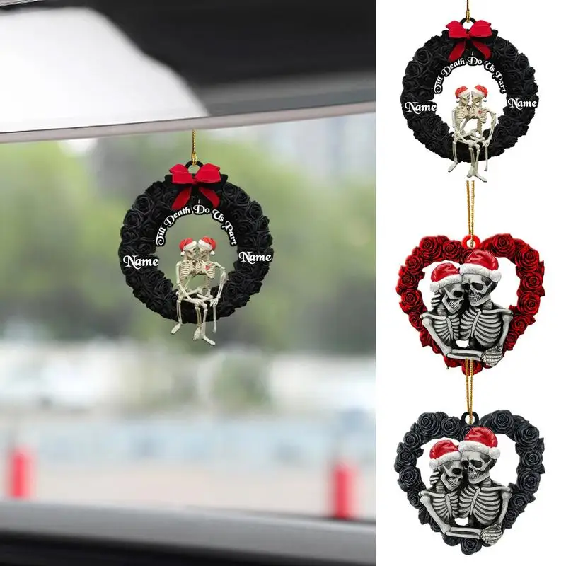 

Till Death Do Us Part Christmas Ornament Car Mirror Hang Accessories Till Death Do Us Part Skeleton Lover Pendant 2D Acrylic