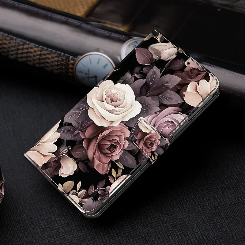 삼성 갤럭시 A52s A51 A52 A71 A42 A32 A22 A52S 5G A515F A525F 카드 포켓 플립 Coque 꽃 지갑 가방에 대한 가죽 전화 케이스
