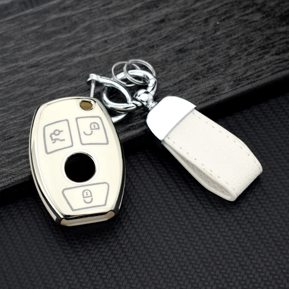 Deluxe Soft TPU Car Key Cover with Keychain Attachment