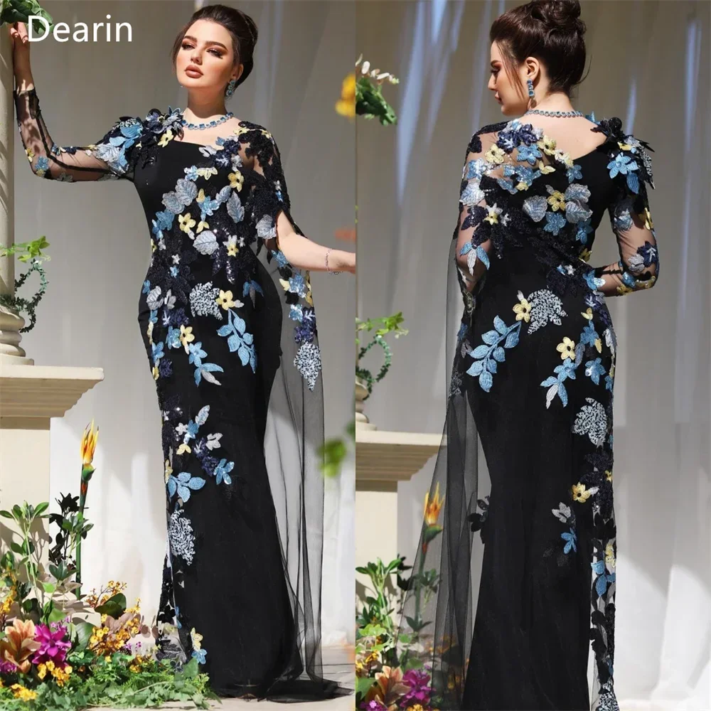 فستان سهرة تول مطبوع فاخر