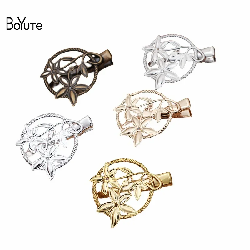 

BoYuTe (20 Pieces/Lot) Metal Brass Filigree Plate Hair Clips Factory Supply Vintage Style Hair Jewelry Accessories