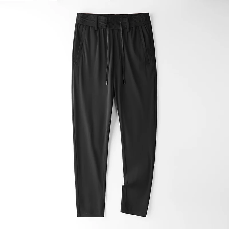 ブラック スリムフィットパンツ ジッパーポケット付き メンズビジネスパンツ,カジュアル,ジッパー付きポケット,無地