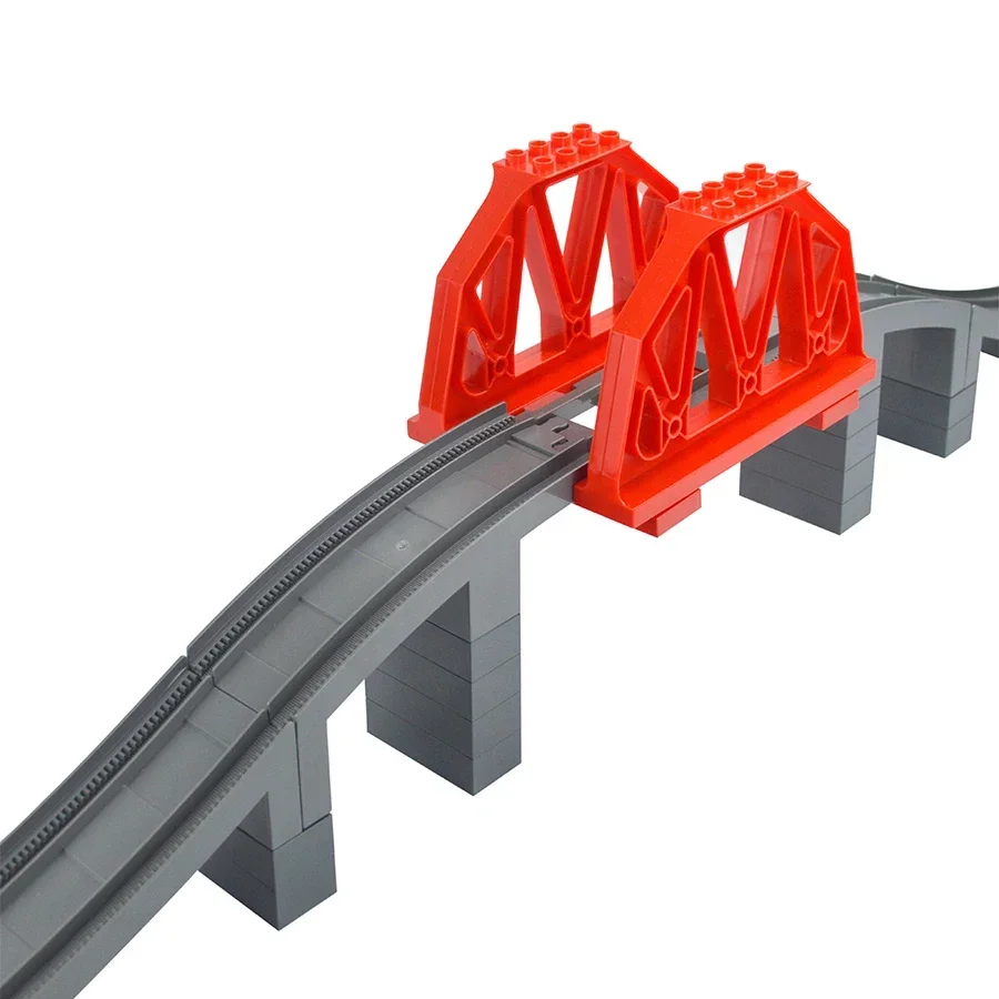 Big Size Bricks Track Train Switch Straight Curved Rail Tracks City Traffic Large Building Bricks Bridge Toys Compatible Duploes 2