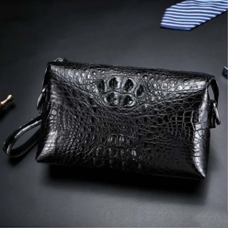 LINSHE crocodile Handbags male new tide large capacity Hand caught male Clip package Local