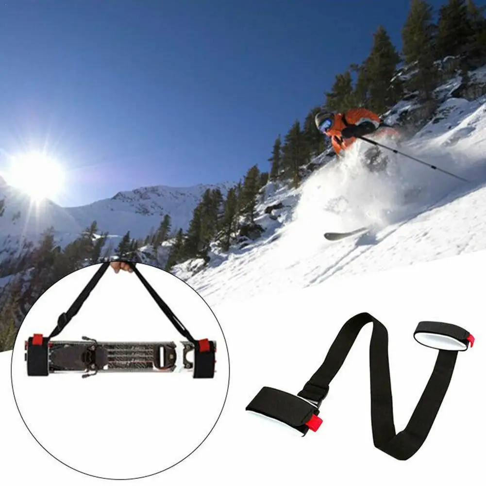 

Nylon Skiing Pole Shoulder Hand Carrier Lash Handle Straps Adjustable Hook Loop Protecting Black Nylon Ski Handle Strap Bag