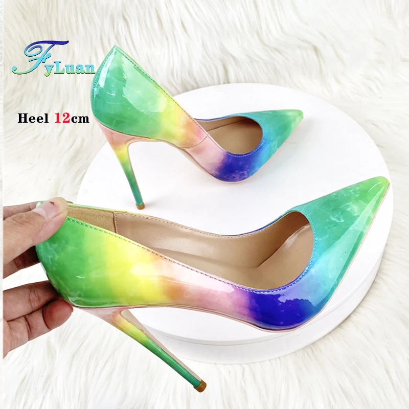 봄 가을 여성 섹시 펌프스 오피스 워크 스틸레토 8cm 10cm 12cm 얇은 하이힐 패션 컬러 매칭 슈즈 큰 사이즈 33-46