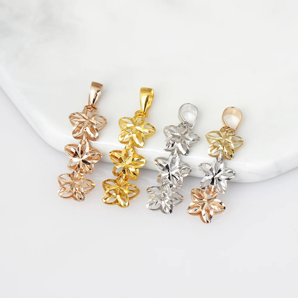 Gold stainless pendant *** multi flower bling