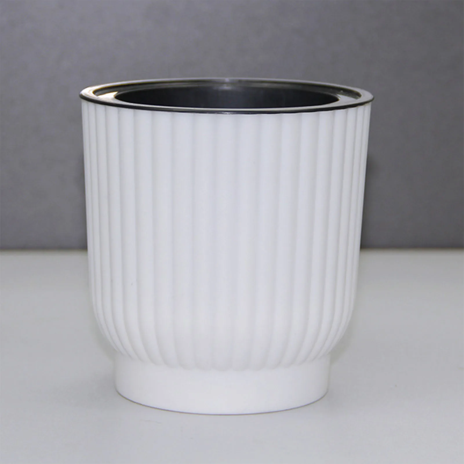 White Round Stylish Water-Saving Desktop Flower Pot - Perfect Gift