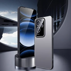 Enhanced Premium Aluminum Alloy TPU Anti - Slip Phone Case with Integrated Lens Protection for Realme GT 6 (Grey)