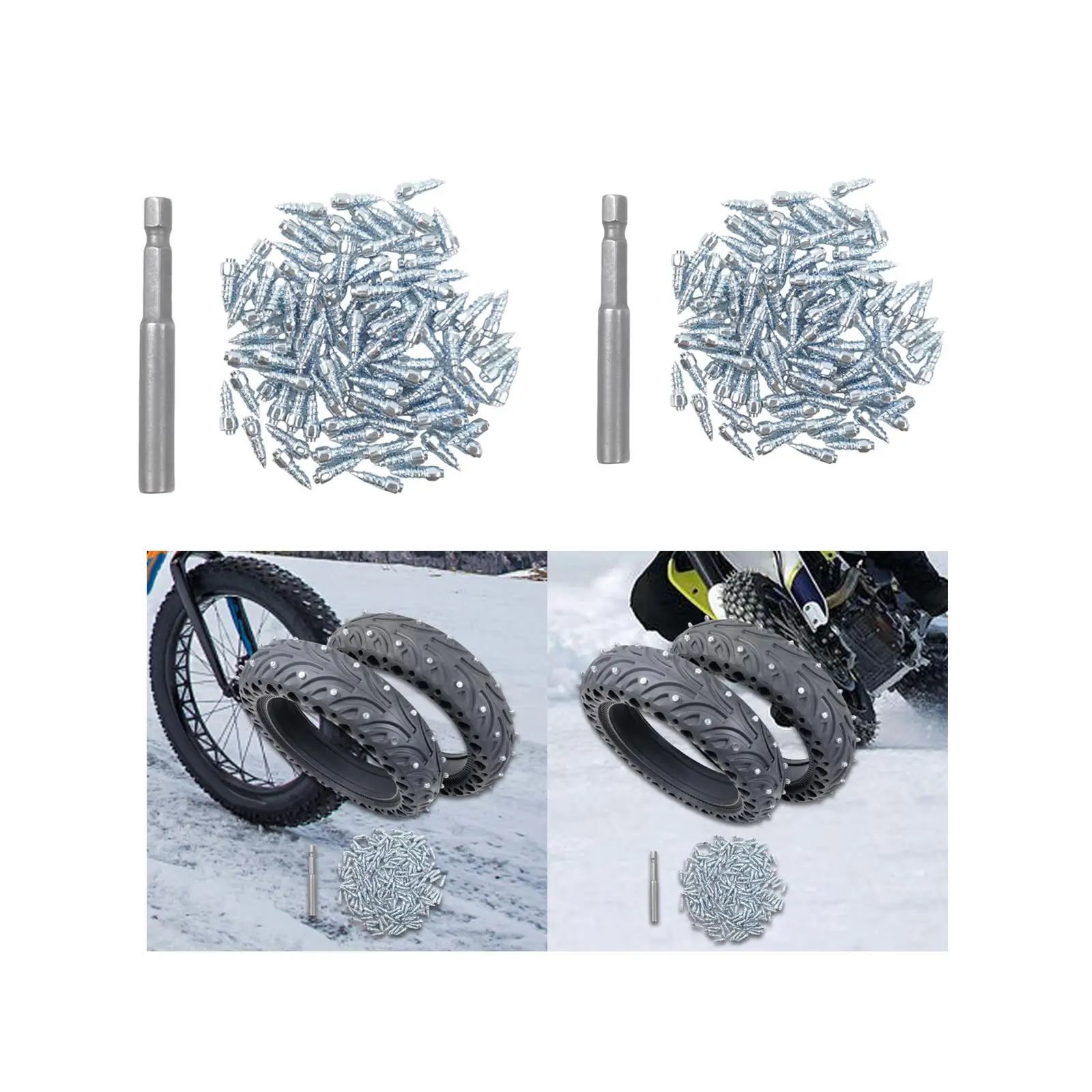 100x Tire Studs Anti Ice Winter Snow Tire Spikes for Scooters Truck ATV