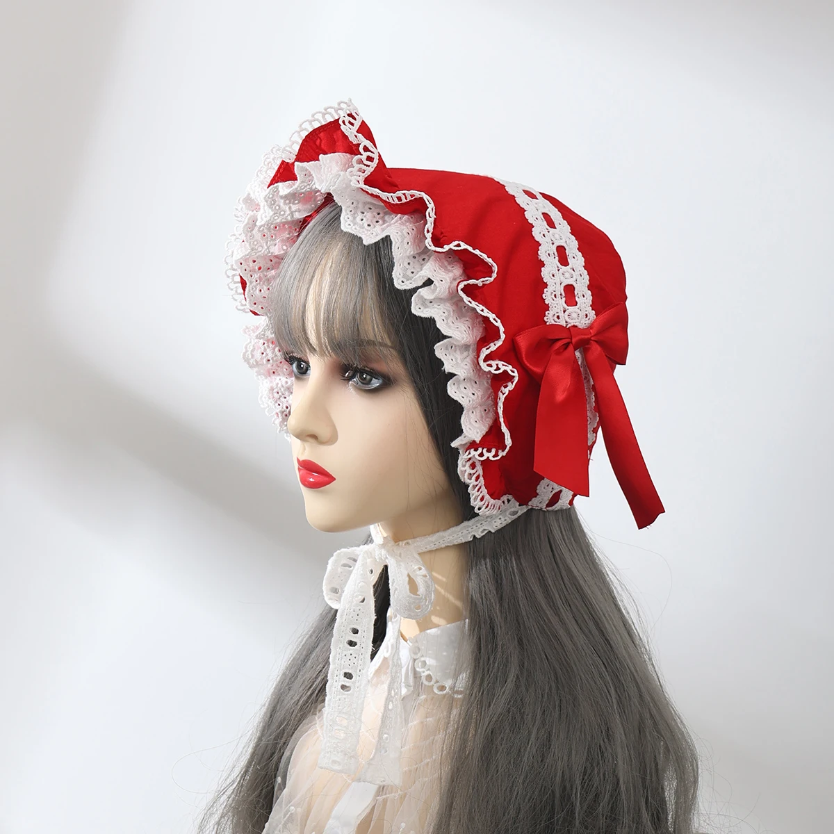 Cosplay Hats Vintage Style Ruffles Bonnet Hat Women Girls Maid Cosplay Mop Hat Pumpkin Cap