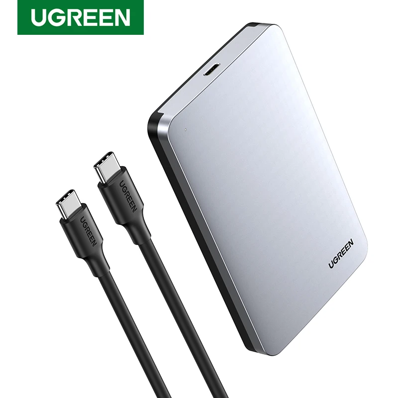 External Hard Drive Case Ugreen HDD Case USB C Hard Drive Enclosure for 2.5" SATA SSD HDD Aluminum USB C to SATA Adapter 3.1 Gen 2 Support UASP