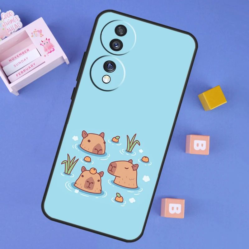 Luxurious Capybara Spa Protective Case for Various Honor Smartphones