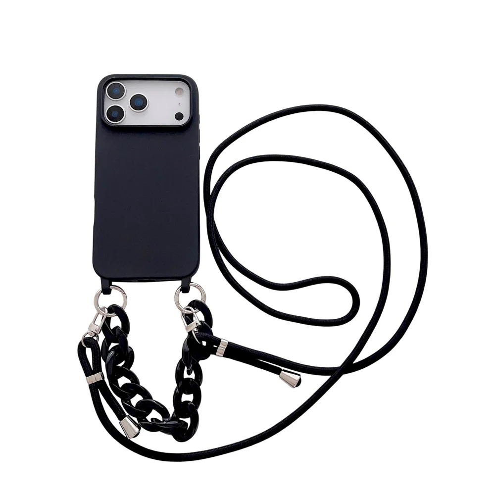 Elegant Crossbody Lanyard Marble Acrylic Chain Phone Case with Soft Matte Finish