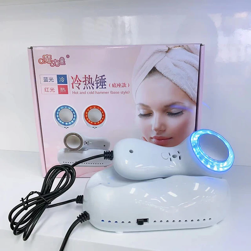 Skin Care Device Hot Cold Hammer Facial Skin Lifting Tighten Beauty Machine Skin Tag Removal Led Red Blue Light Rejuvenation Massage Device
