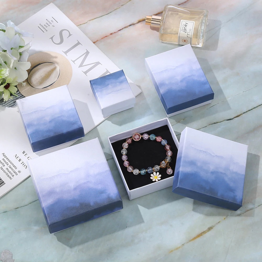 24Pcs Jewelry Box Personalized Logo with Paper Necklaces Rings Earrings Gift Case For DIY Packaging Wedding Valentine's Day