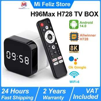 H96 Max H728 Smart TV Box,1000M Ethernet ,WiFi 6, Allwinner Octa Core 8K ULTRA HD Android 14 TV Box, lettore multimediale Set Top Box 1