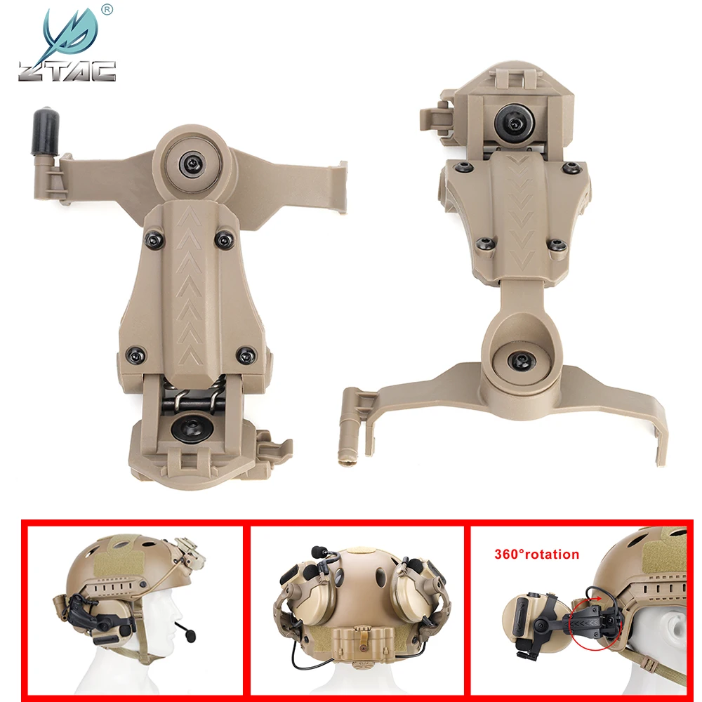 Ztac Tactical Helmet Mount Arc Rail Adapter Headset Accessories For Comtac Ii Iii Airsoft