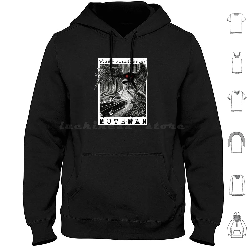 Mothman Meeting-Point Piacevole, Wv Cryptid Gift Felpe Con Cappuccio Manica Lunga Mothman The Mothman Moth Man Mothman Meeting