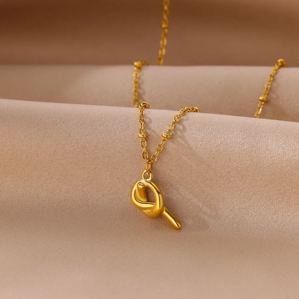 Steel Twist Pendant Necklaces Women Gold Geometric Necklace