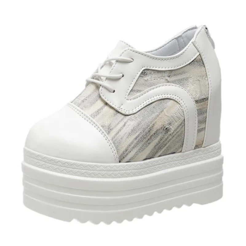 

Кеды женские на платформе 12 см, холщовые кроссовки, танкетка, Повседневная Удобная обувь, толстая подошва, роскошные