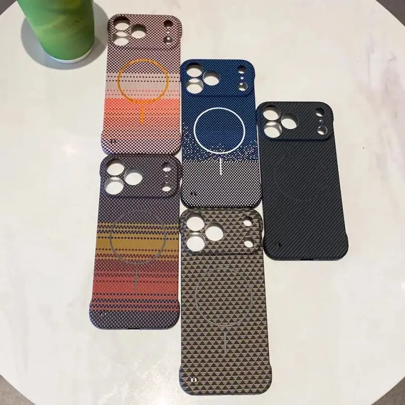 Ultra-Slim Frameless Kevlar Carbon Fiber Magnetic Case with Wireless Charging Compatibility