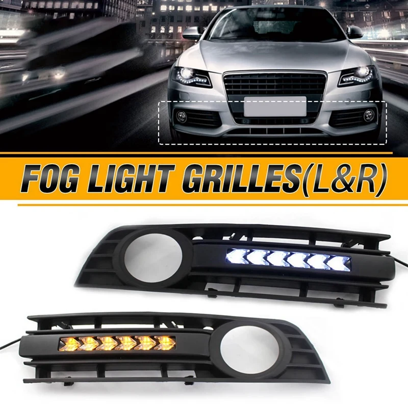 

Front Fog Light LED Daytime Running Light Grille Fog Light Frame Car For A4 B6 2001-2005 8E0807681 8E0807682