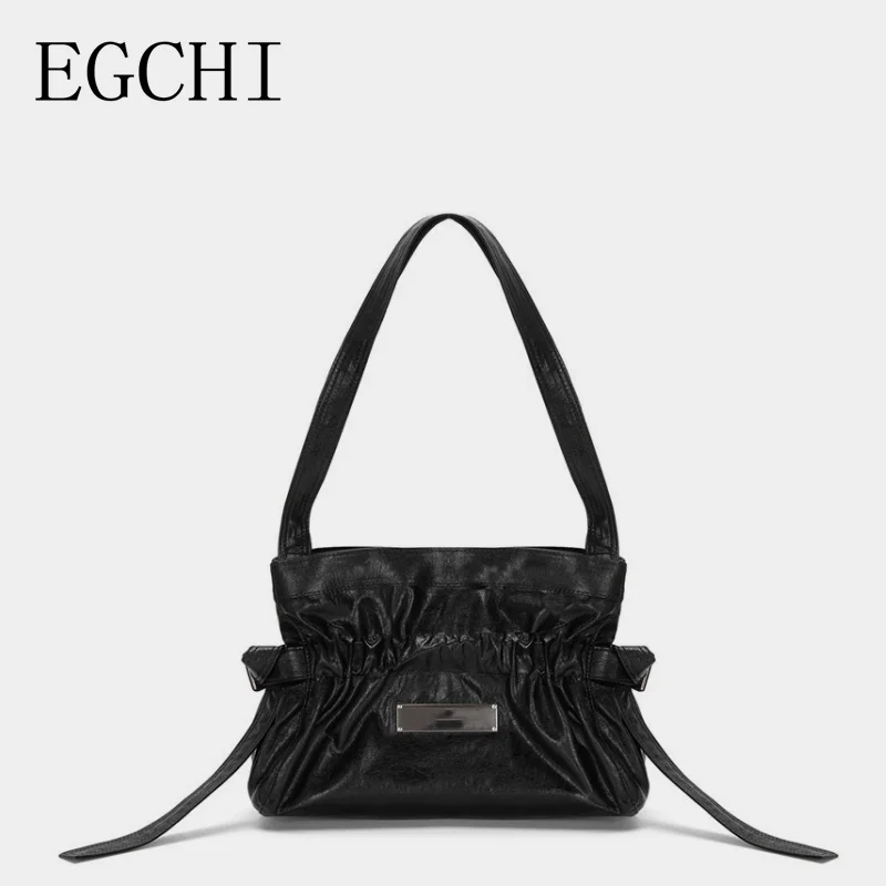 

Элегантные подходящие ко всему женские сумки EGCHI, роскошные индивидуальные сумки через плечо с рюшами и лентой для женщин, сумки