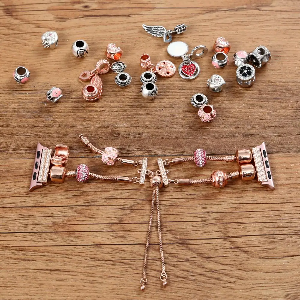 Jewelry Strap for Apple Watch Band 8 7 6 5 4 3SE Women DIY Metal Beaded Bracelet for iWatch 45mm 41mm 44mm 40mm 42mm 38mm Correa