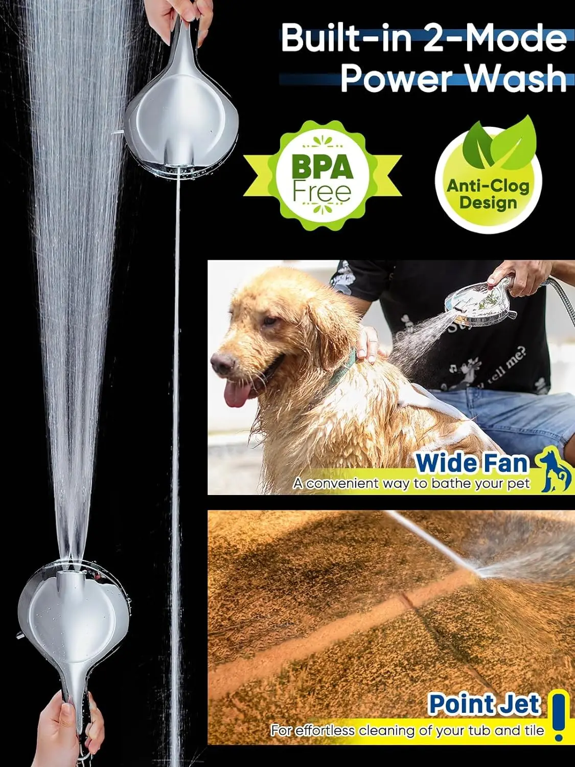 10 Function High Pressure SPA Adjustable Shower Head Water Saving Handheld Shower Nozzle Rack Hose Bathroom Accessories set