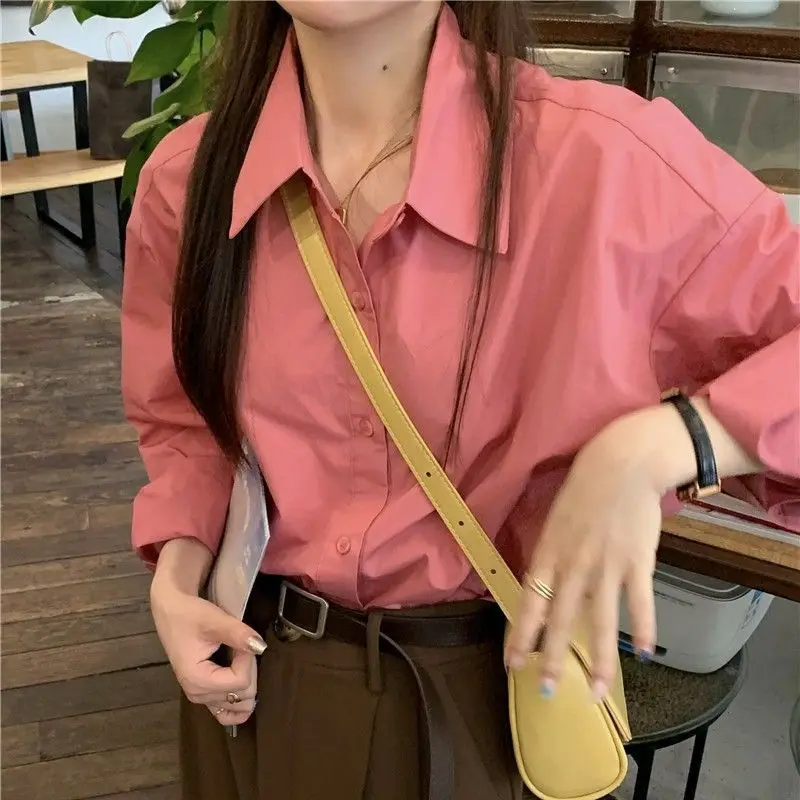 

Deeptown Korean Style Pink Blouses Women Harajuku Y2k Long Sleeve Shirts Cardigan Casual Oversize Autumn Tops Female Streetwear