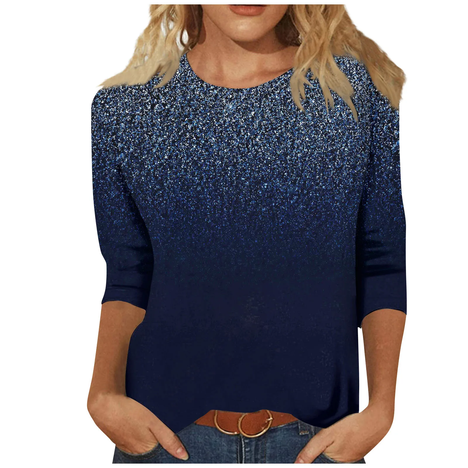 

2024 стильные привлекательные рубашки с рукавом 3/4 для женщин, милые футболки с графическим принтом, блузки, Повседневные базовые Топы, пуловер