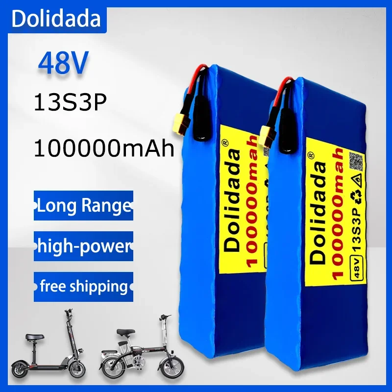 

XT60 48V100Ah 1000W 13S3P48V lithium-ion battery pack 100000mAh suitable for 54.6V high-power endurance