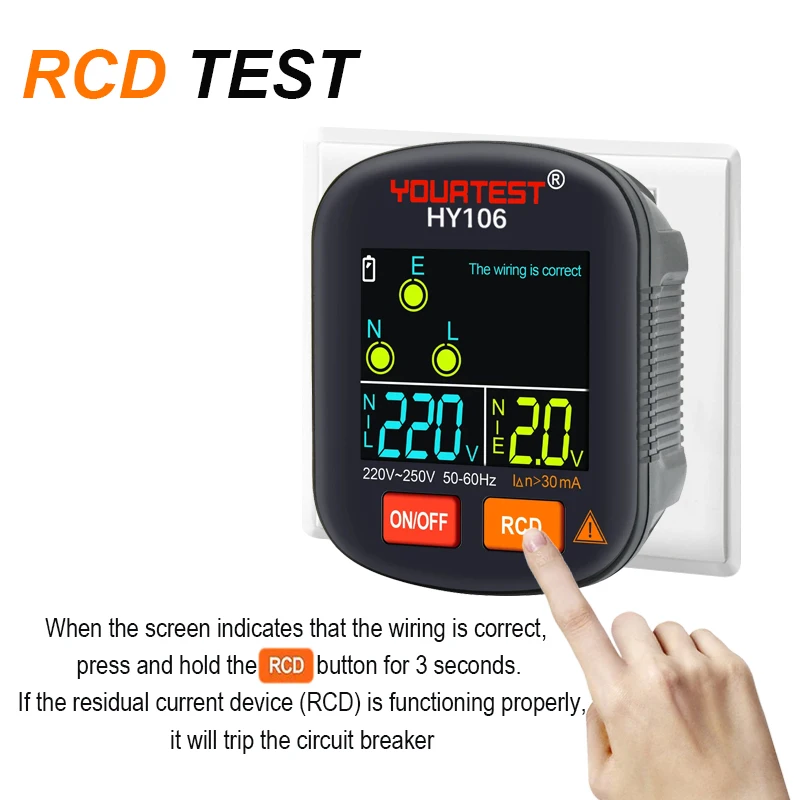 YOURTEST Socket Tester Voltage Test Digital Outlet Socket Detecter EU/UK/US Smart Voltage Detector Multi-function Electroscope 2