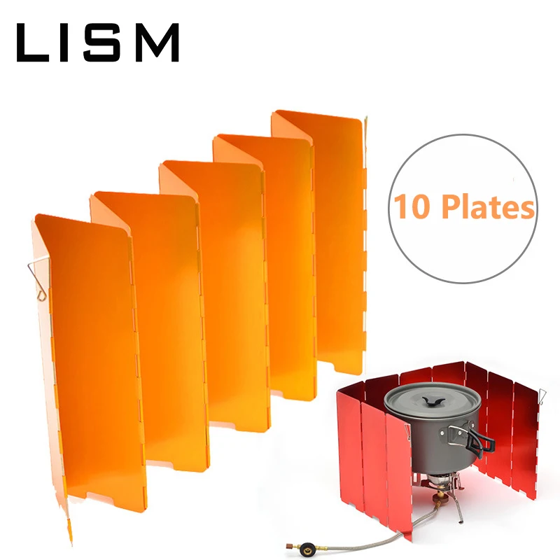 10PlatesFoldingStoveWindscreenPortableAluminiumAlloyWindshield