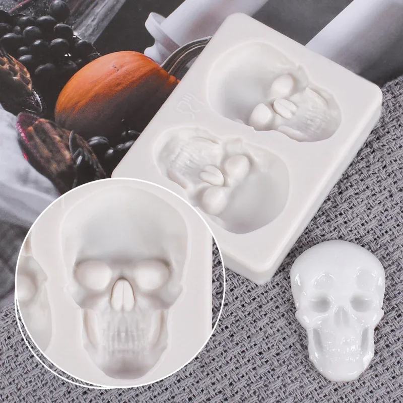 Halloween Skull Fondant Mould Silicone DIY Cookie Cutter Mold Cake Baking Kitchen Decor Chocolate Fudge Mould Lollies Mold
