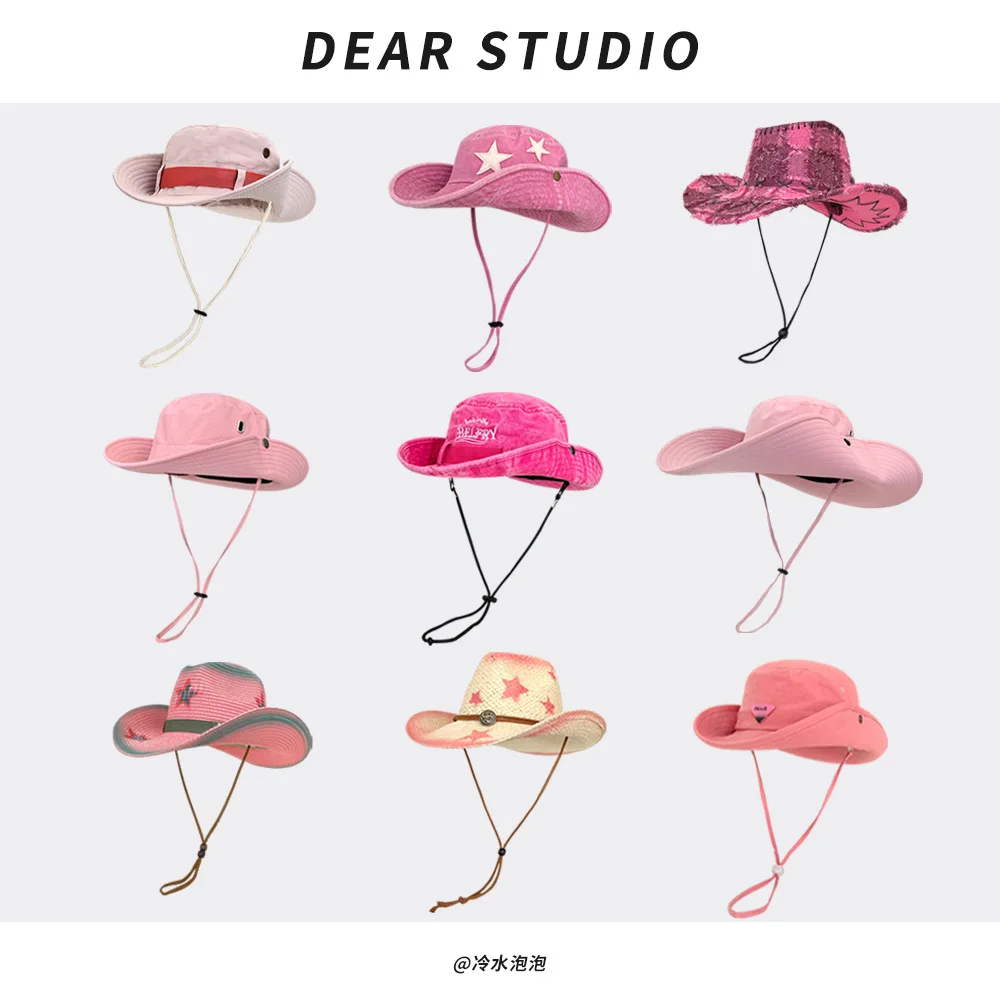 여름 파티 클럽 카우보이 모자, 쉐이드 및 태양 모자, 야외 캠핑 모자, Y2K 인기 소녀 선물, 소녀 모자, 핑크 모자 
