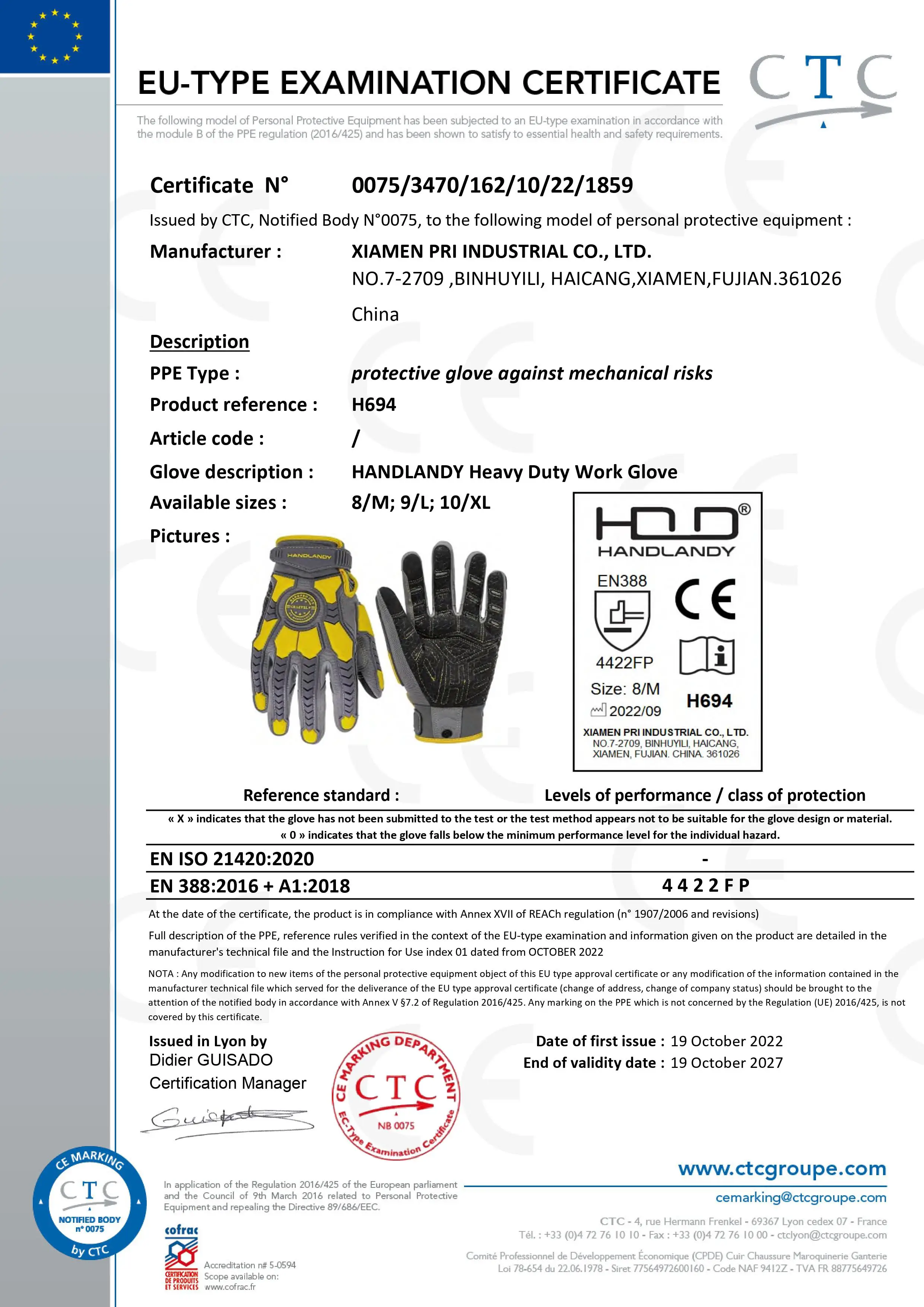 HANDLANDY Heavy Duty Work Gloves 6