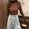 Women's Long Sve High Collar  Color Base irt Autumn Winter Inner Wear Slim Fit T-irt Faionable Versatile Top