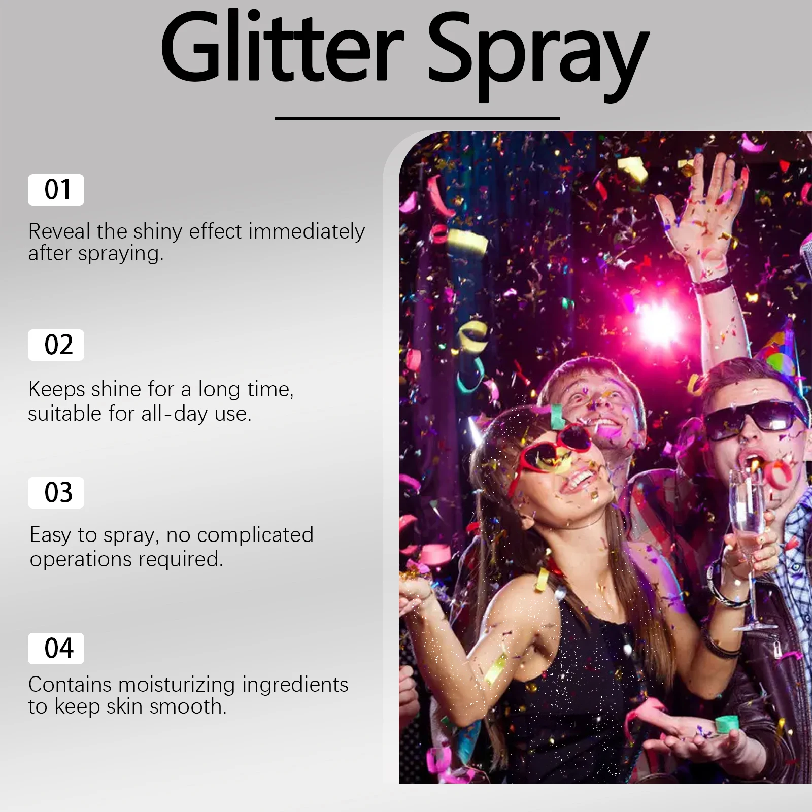 Shimmer Glitter Spray - Hair & Body Highlighter with Subtle Shine, Ideal for Parties, Festivals & Celebrations