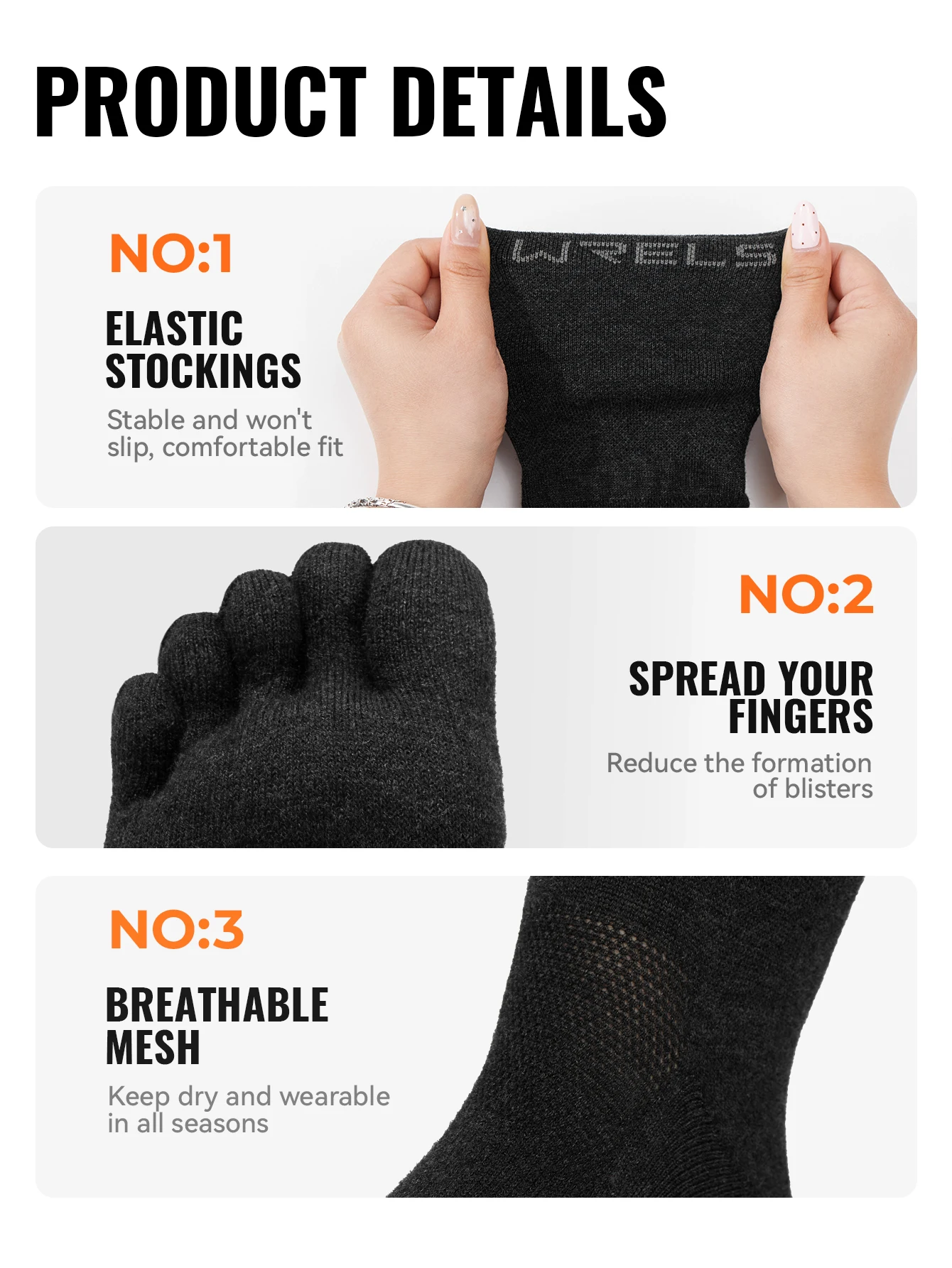 WRELS 1/2/3 pares de calcetines de lana merino con cinco dedos, calcetines para correr para hombres y mujeres, transpira