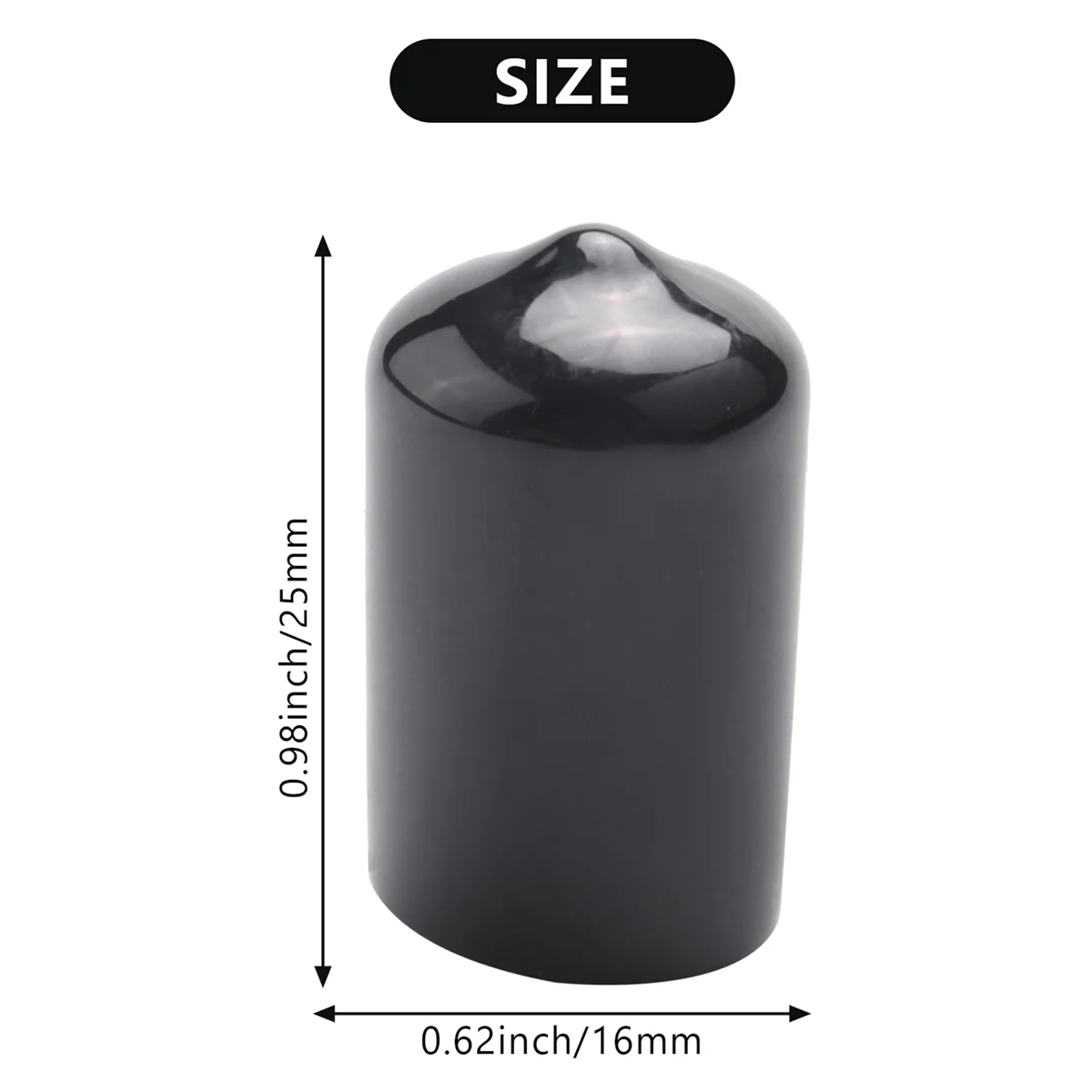 AB53 10Pcs 고무 엔드 캡 16Mm ID PVC 라운드 튜브 볼트 캡 커버 나사 스레드 보호기 검정색