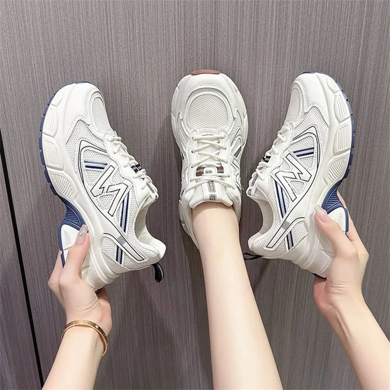 

Soft-soled pops shoes women 2024 fall new versatile N word mesh breathable running shoes thick bottom casual sports shoes