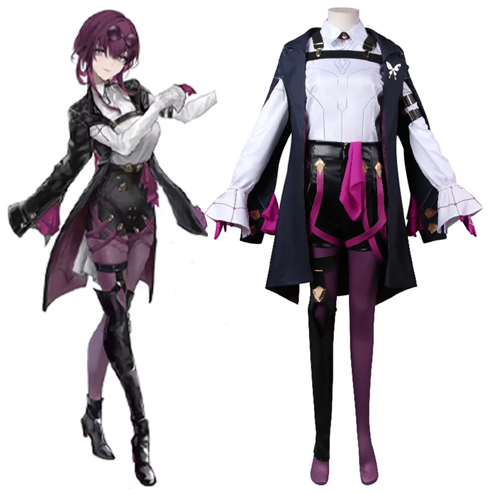 

Anime Game Honkai Kafka Cosplay Costume Coat Jacket Shorts Set Fantasia Halloween Carnival Party Roleplay Disguise Clothes