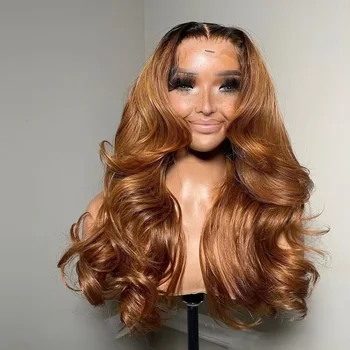 28 inch 180% Soft Ombre Blonde Body Wave 5x5 Silk Base Jewish Human Hair Wig With Baby Hair HD Lace European Hair Preplucked