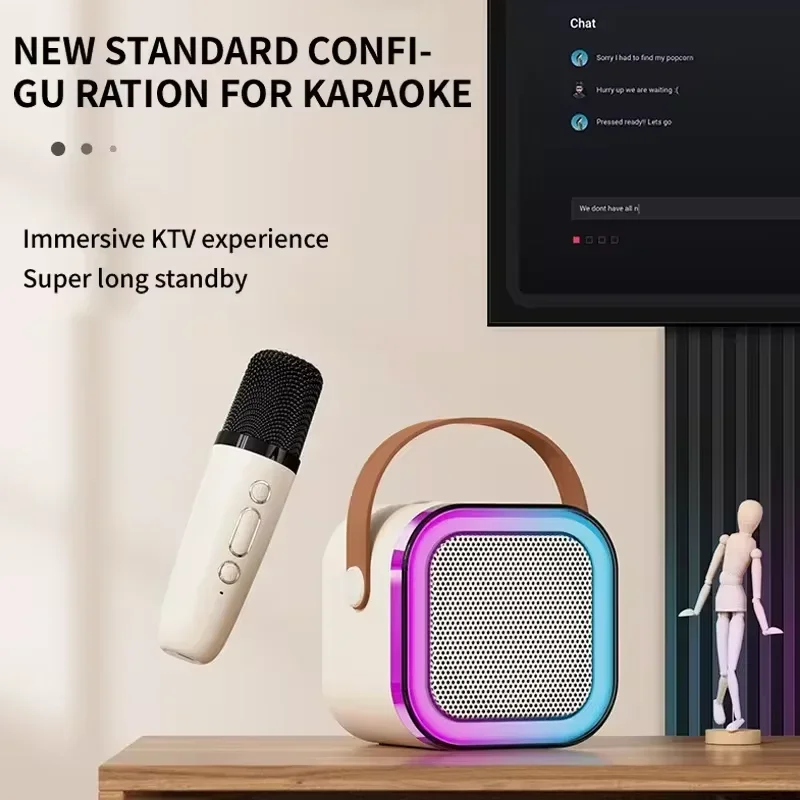 Karaoke Speaker Wireless Bluetooth Microphone K12 Home KTV Karaoke Machine RGB Light Portable Mini Bluetooth Speaker