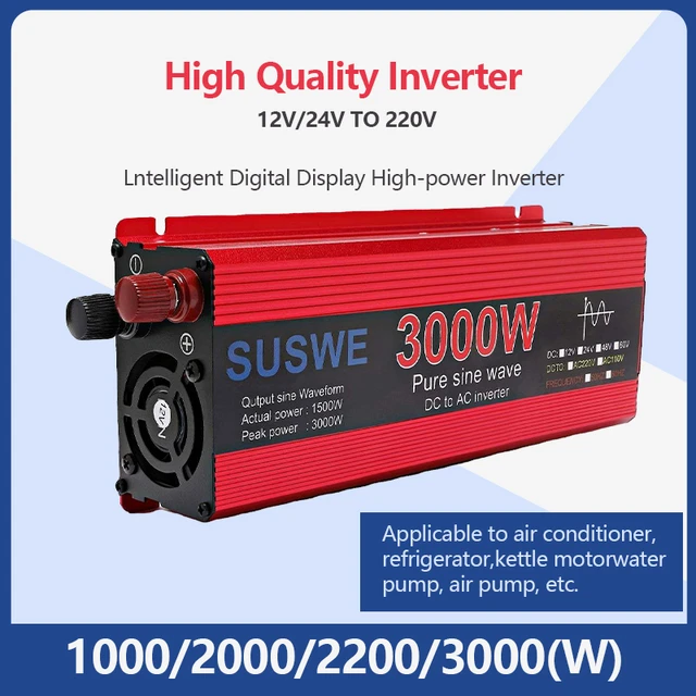 VEVOR Pure Sine Wave Inverter 1000w 2000w Peak Dc 12v Ac 230v With Display
